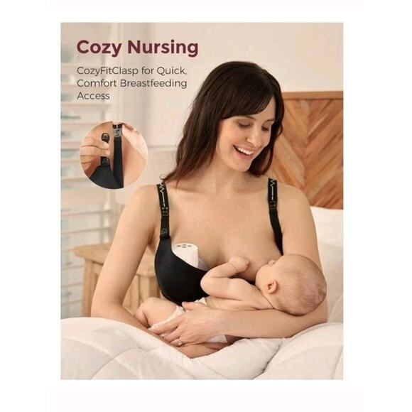 Momcozy Pumping Bra Women SZ L Plus Blk Wearable Breast Pump Suitable M5 S12 Pro - Picture 3 of 8
